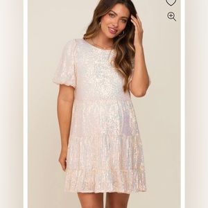 Never worn with tags, sparkle cream and pink tint maternity dress